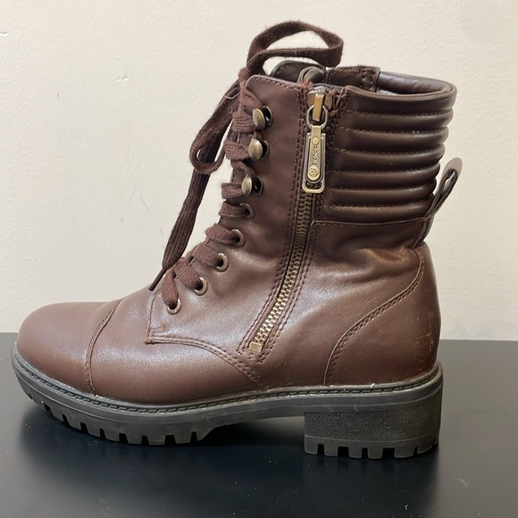 Blondo Women's Mady Combat Boot 6 waterproof laces doubble zipper brown leather - Picture 10 of 14